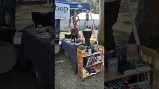 The talented Hazel showing off an oval horse drum at our Pagan Pride booth Sunday 982024 [upl. by Ahsinan]