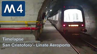 Timelapse M4 Metropolitana di Milano  Cab ride San Cristoforo → Linate Aeroporto [upl. by Etteraj]