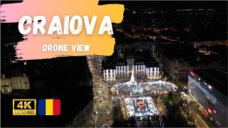 Craiova Romania  Drone View above the Christmas Market 4K  December 2021 [upl. by Peterson540]