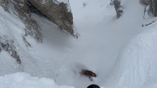 Guy Snowboarding  Corbet’s Couloir  First Person In  Jackson Hole Mountain Resort [upl. by Dyann]