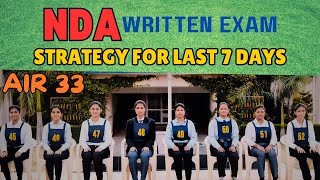 NDA written last 7 days strategy by AIR 33 🔥 Womens batch  nda [upl. by Darrill]