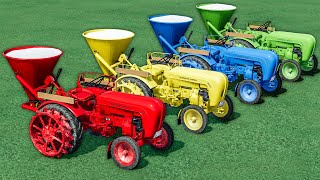 Mini Tractors With Colors  LIME WORK to ABANDONED FIELD w Mercedes TRUCK  Farming Simulator 22 [upl. by Nurse]