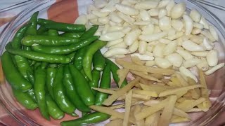 lahsun hari mirch and adrak ka mix achar garlic green chili and ginger mix pickle recipe [upl. by Eednac]