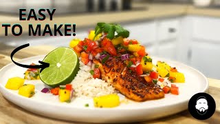 Easy Pan Seared Salmon Recipe with Mango Salsa [upl. by Mulford]