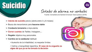 🎓 Señales de ALARMA de SUICIDIO · Curso Prevención del SUICIDIO y las AUTOLESIONES en ADOLESCENTES · [upl. by Nydroj317]