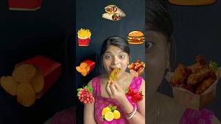 Emoji eating challenge 🍗🍫🍓🍟🍔 youtubeshortsshortsshortkawaiieatingasmrtrendingviralvideoasmr [upl. by Viki]