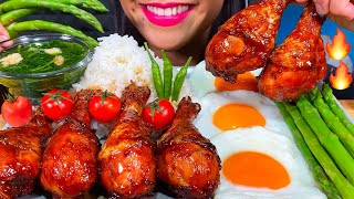 ASMR BBQ CHICKEN EGGS ASPARAGUS VEGETABLE amp SHRIMP SOUP RICE MUKBANG MASSIVE Eating Sounds [upl. by Ventura]