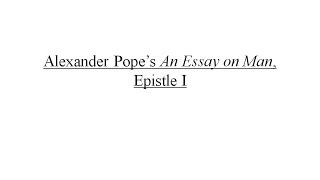 Alexander Popes Essay on Man Epistle 1 ReadAlong [upl. by Elmaleh]