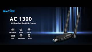 Maxuni USB WiFi Adapter for Desktop PC AC1300mbps [upl. by Deuno]