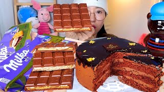 고디바 다크 초콜릿 케이크🍫 밀카 초콜릿 디저트 먹방 Dessert Mukbang [upl. by Rosenblast]