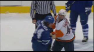 Nate Thompson vs Ryan Hollweg Dec 8 2008 [upl. by Gnuhp]