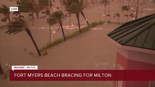 Hurricane Milton Fort Myers Beach Suspends Emergency Services as storm surge rises [upl. by Ikkim589]