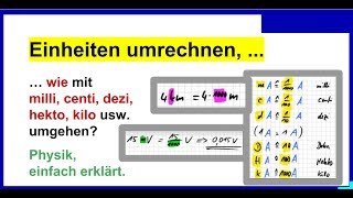 Einheiten umrechnen umwandeln Physik A in mA V in kV h in s ms in kmh mAh in Ah [upl. by Winola458]