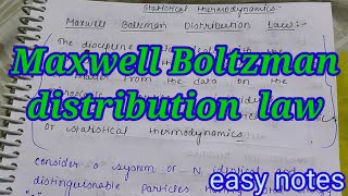 quotMaxwell Boltzmann Distribution lawquotphysical chemistry statical thermodynamics MSc amp BSC [upl. by Scrope392]