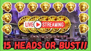 15 Gold Heads or Bust Live Slot Play in Vegas 🎰 [upl. by Sirroned]