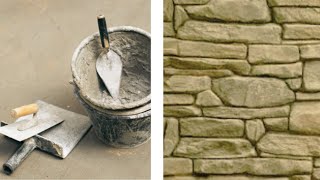 How to make Fake Stone with concrete Wall cladding stone look Carved Flagstone Concrete Overlay Wall [upl. by Mellisent]