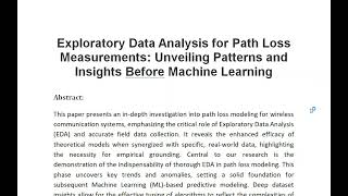 Exploratory Data Analysis for Path Loss Measurements Unveiling Patterns and Insights Before Machine [upl. by Els]