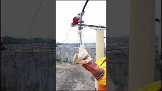 Process of installing a cable end shield while live Good tools and machinery make work easy [upl. by Nyllij]