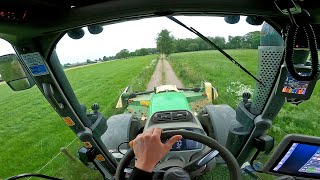 Cab View  DeutzFahr 6190 TTV  Krone  Mowing Grass  2023 [upl. by Lowell118]