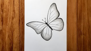 How to draw beautiful butterfly  Pencil sketch for beginners  Karabi arts academy [upl. by Cirad559]