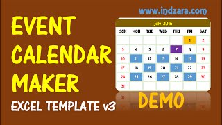 Event Calendar Maker  Excel Template  v3  Demo [upl. by Sallie]