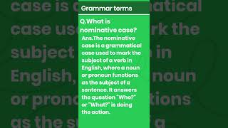 Grammar Term Nominative Case English learning youtubeshorts [upl. by Okajima]