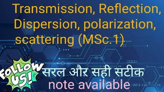 Transmission Reflection Dispersion polarization scattering MSc1st [upl. by Drue]