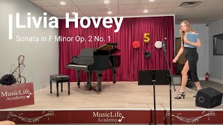 2024 Spring Recital Livia Hovey performs Sonata in F Minor op2 no1  Allegro [upl. by Eyllib949]