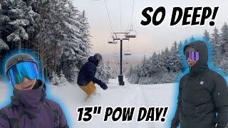 Snowboarding 13quot POW DAY at Snowshoe Mountain [upl. by Elianora95]