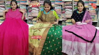 Latest Diwali Gown Collections  Crop top lehenga  Half saree collection in Chennai kurtishop [upl. by Desta223]