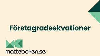 Förstagradsekvationer [upl. by Ymmak]