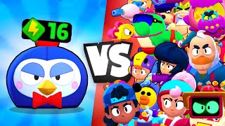 PINGUINO con 16 POWERS UPS VS TODOS LOS BRAWLERS [upl. by Asereht]