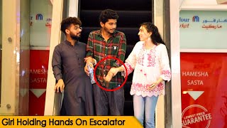 Girl Holding Strangers Hands On Escalator FahadDean [upl. by Akinom]