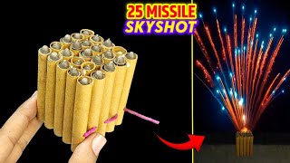 Homemade 25 Missile skyshot  how to make skyshot  matchstick skyshot making  cracker testing [upl. by Queen]