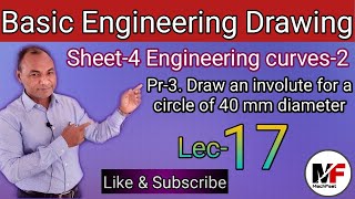 Lec17 Draw an involute for a circle of 40 mm diameter Engineering Drawing RHPrajapati [upl. by Nyret]