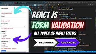 Form Validation for ALL TYPES of INPUT FIELDS Beginner TO ADVANCED Level  React Js Tutorial [upl. by Rumery]