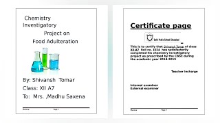 Chemistry investigatory project file on Food Adulteration for class 12th  PDF  Become unique ☑️ [upl. by Nomrej]