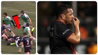 Mako Vunipola sent off for tackle on Newcastle hooker Bryan Byrne  Saracens vs Newcastle [upl. by Xirtaeb]