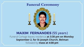 Funeral Ceremony Of MAXIM FERNANDES 55 years St Joseph Church Belman [upl. by Frida]