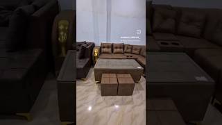 L shape sofa with divider  L sofa with cup holder sanskarfurniture sofa shorts lsofa reels [upl. by Archle717]