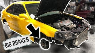 Pt3  LAMBO KILLER BUILD  600HP AWD TURBO HONDA CIVIC  BIG BRAKES AND AWD DIFF MOUNTED [upl. by Eidur]