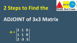 Adjoint of 3x3 Matrix Using Cofactors and Transpose of a Matrix in 2 steps Matrices Math Dot Com [upl. by Narat111]