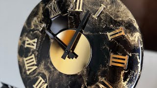 The process of creating a black resin clock with popup gold [upl. by Beverlie]