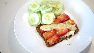 Gravlax cured with Beetroot on Rye Bread with Cucumber Salad and Mustard Dill and Lemon Sauce [upl. by Sanford]