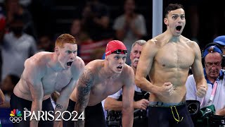 Great Britain wins mens 4x200m free relay US Australia take silver bronze  Paris Olympics [upl. by Kathlin]