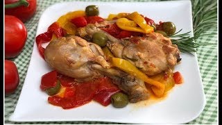 Pollo con i peperoni in padella  Ricette della Nonna [upl. by Porta]