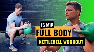 Intense 15 min Full Body Kettlebell Workout  No Repeat [upl. by Volnay]