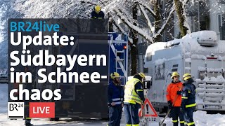 Südbayern im Schneechaos Verkehrskollaps und Stromausfälle  BR24live [upl. by Nadruoj]