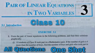 Class 10 Ex 31 Q1 to q7 Linear Equations in two variables Chapter 3 NEW CBSE NCERT Syllabus Rajmith [upl. by Tommi]