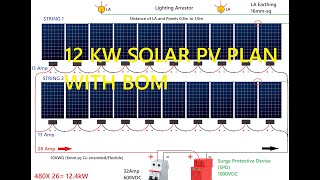 12 kW Solar PV System Solar PV Plan Inverter Wiring Panel Grounding Earthing Inverter BOM [upl. by Acinomaj]